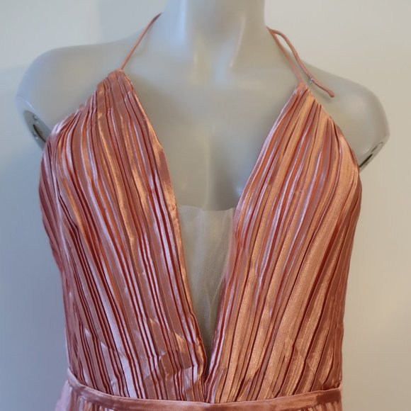 NWT Womens Ieena Mac Duggal Pink Strappy Pleated Plus Size Gown Dress 20 - Picture 3 of 15